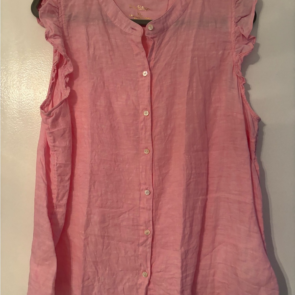 Lilly Pulitzer Pink Button-Down Blouse EUC